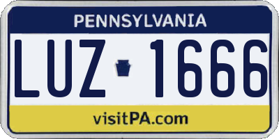 PA license plate LUZ1666