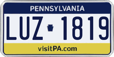 PA license plate LUZ1819