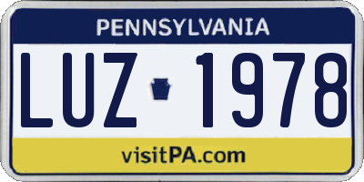 PA license plate LUZ1978