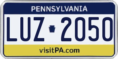 PA license plate LUZ2050