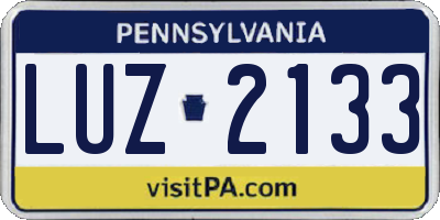 PA license plate LUZ2133