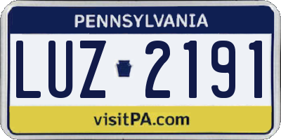 PA license plate LUZ2191