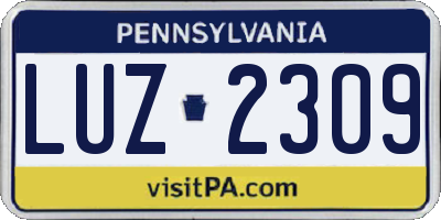 PA license plate LUZ2309