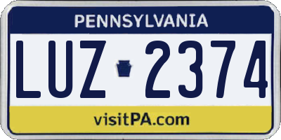 PA license plate LUZ2374