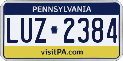 PA license plate LUZ2384