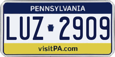 PA license plate LUZ2909