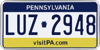 PA license plate LUZ2948