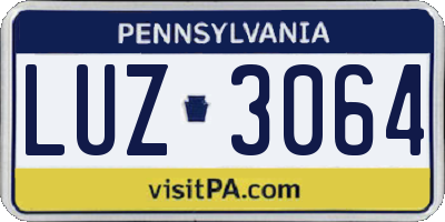 PA license plate LUZ3064