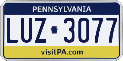 PA license plate LUZ3077