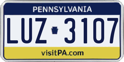 PA license plate LUZ3107