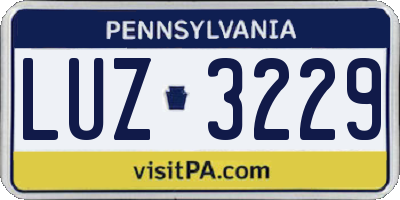 PA license plate LUZ3229