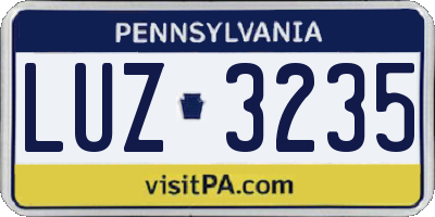 PA license plate LUZ3235
