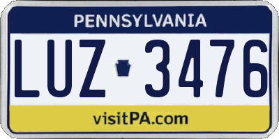 PA license plate LUZ3476