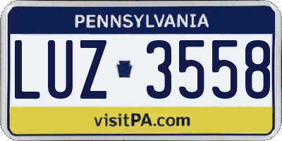 PA license plate LUZ3558