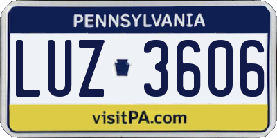 PA license plate LUZ3606