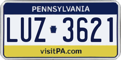 PA license plate LUZ3621