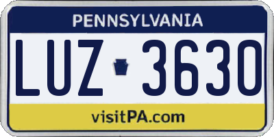 PA license plate LUZ3630