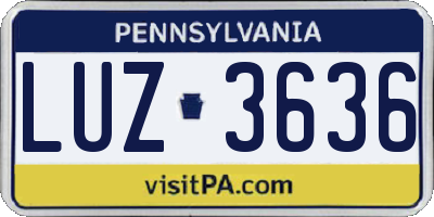 PA license plate LUZ3636