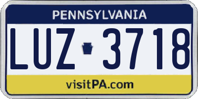 PA license plate LUZ3718