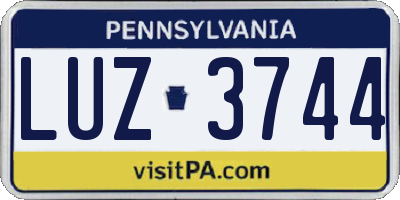 PA license plate LUZ3744