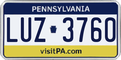 PA license plate LUZ3760