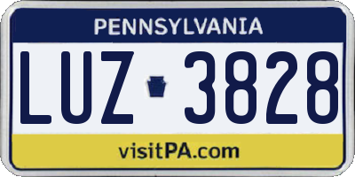 PA license plate LUZ3828