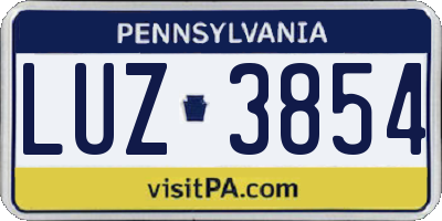 PA license plate LUZ3854