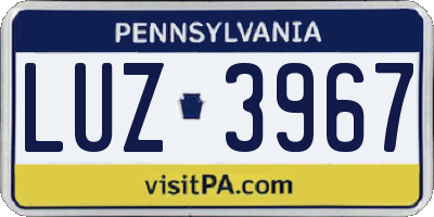 PA license plate LUZ3967