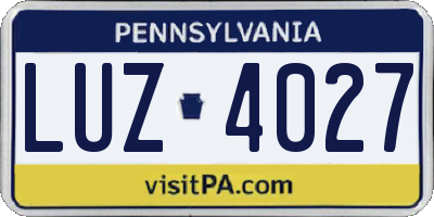PA license plate LUZ4027