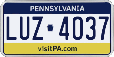 PA license plate LUZ4037