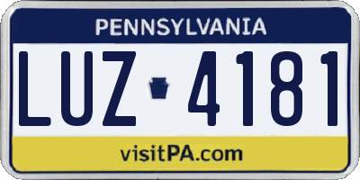 PA license plate LUZ4181