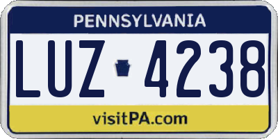 PA license plate LUZ4238