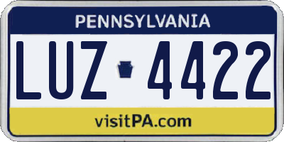 PA license plate LUZ4422