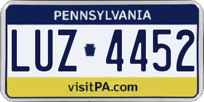PA license plate LUZ4452
