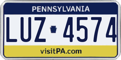 PA license plate LUZ4574