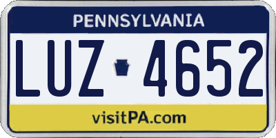 PA license plate LUZ4652