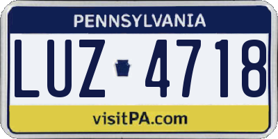PA license plate LUZ4718