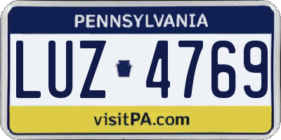 PA license plate LUZ4769