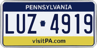 PA license plate LUZ4919