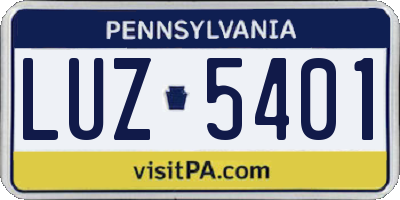 PA license plate LUZ5401