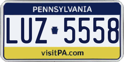 PA license plate LUZ5558