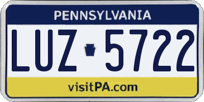 PA license plate LUZ5722