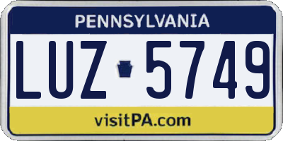 PA license plate LUZ5749