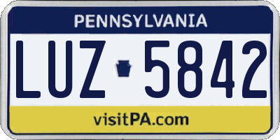 PA license plate LUZ5842