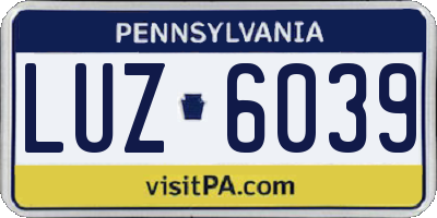 PA license plate LUZ6039