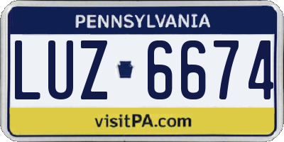 PA license plate LUZ6674