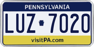 PA license plate LUZ7020