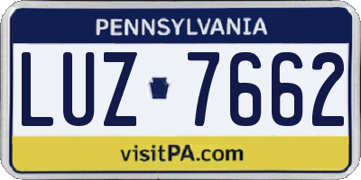 PA license plate LUZ7662