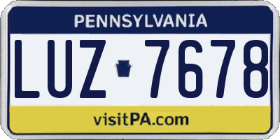 PA license plate LUZ7678