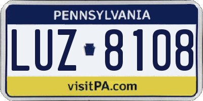 PA license plate LUZ8108
